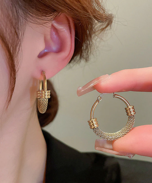 Golden Round Open Hole Earrings