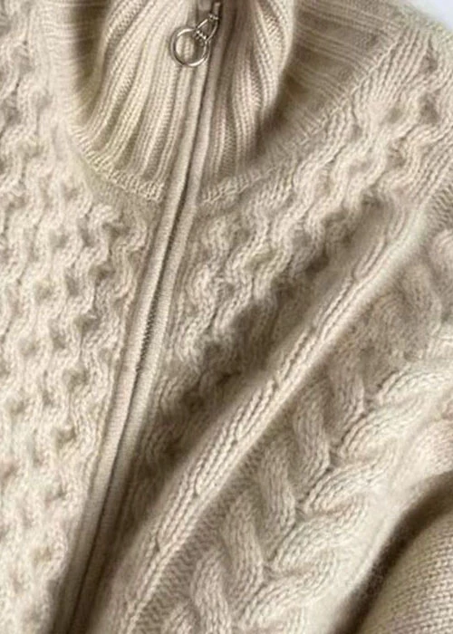 Zipper Casual Wool Knit Top Jacket