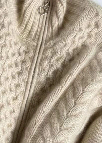 Zipper Casual Wool Knit Top Jacket