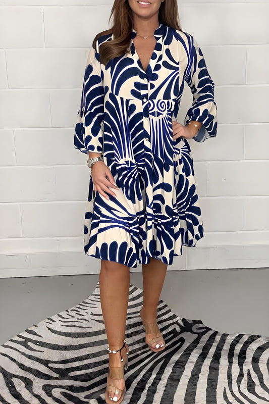 Women's Plus Size Floral Printed Printed Patchwork V-Neck Dresses Dresses