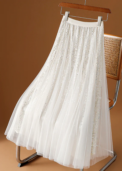 Women's Coffee Sequin Tulle Half-body Dress Spring