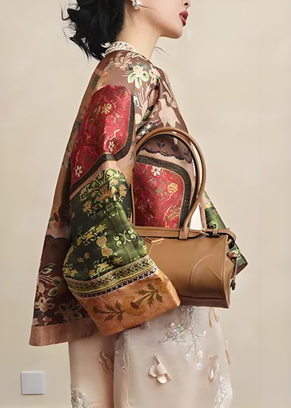 Ladies Chinese Round Collar Printed Cardigan Jacket Spring