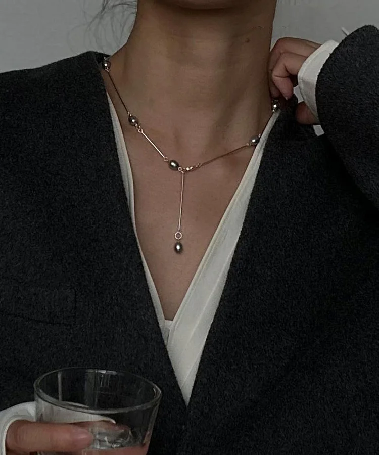 Women's Accessories Stainless Steel Pearl Lasso Necklace