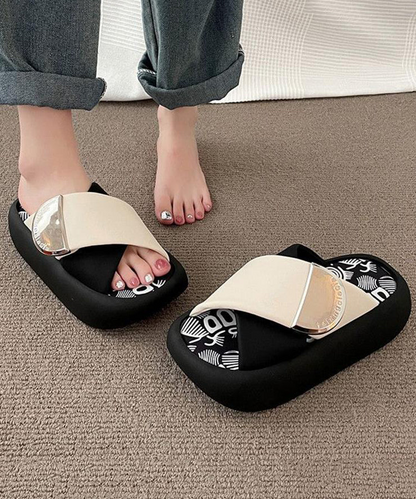 Thick Sole Imitation Leather Slippers