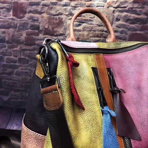 Clashing Fashion Retro Handbag Leather Women's Bags