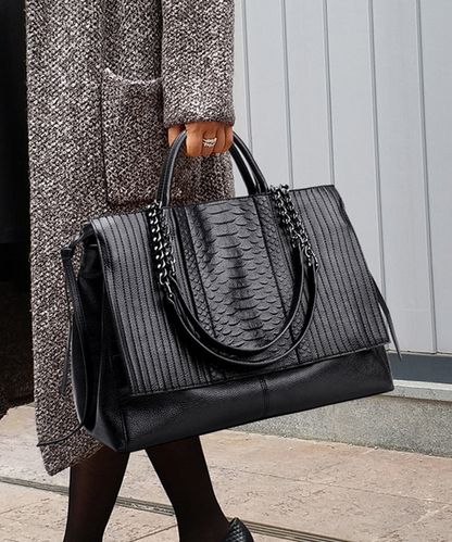 Women's Black Chain Faux Leather Handbag