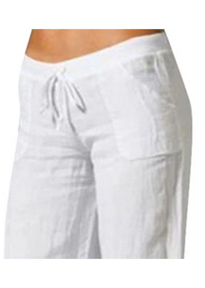 Women's Large Size Women's White Linen Trousers