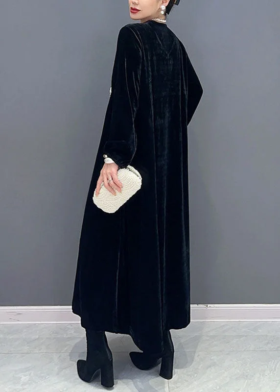Women's Plus Size Silk Velvet Long Sleeve Long Dresses