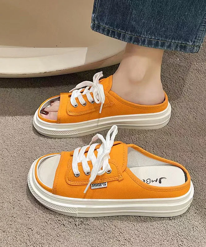 Women's Summer Fashion Green Lace-up Canvas Slippers