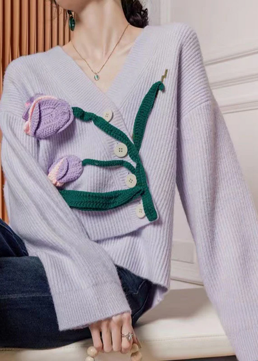 Loose Women's Asymmetric Button Knit Cardigan Winter