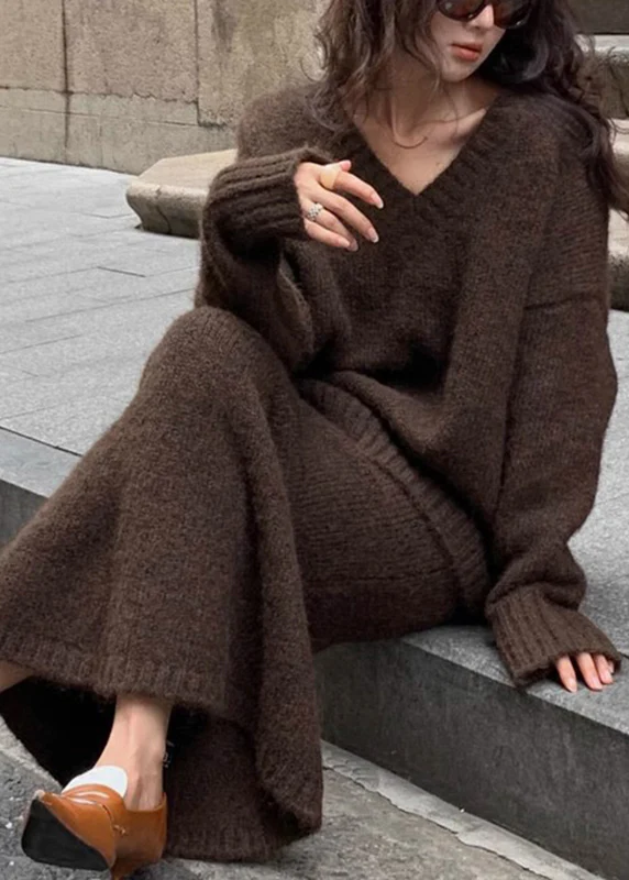 Women's Plus Size Cozy Cotton Knit Sweater and Skirt Two Piece Set