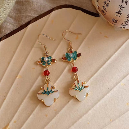 Chic Tassel Jade Long Earrings