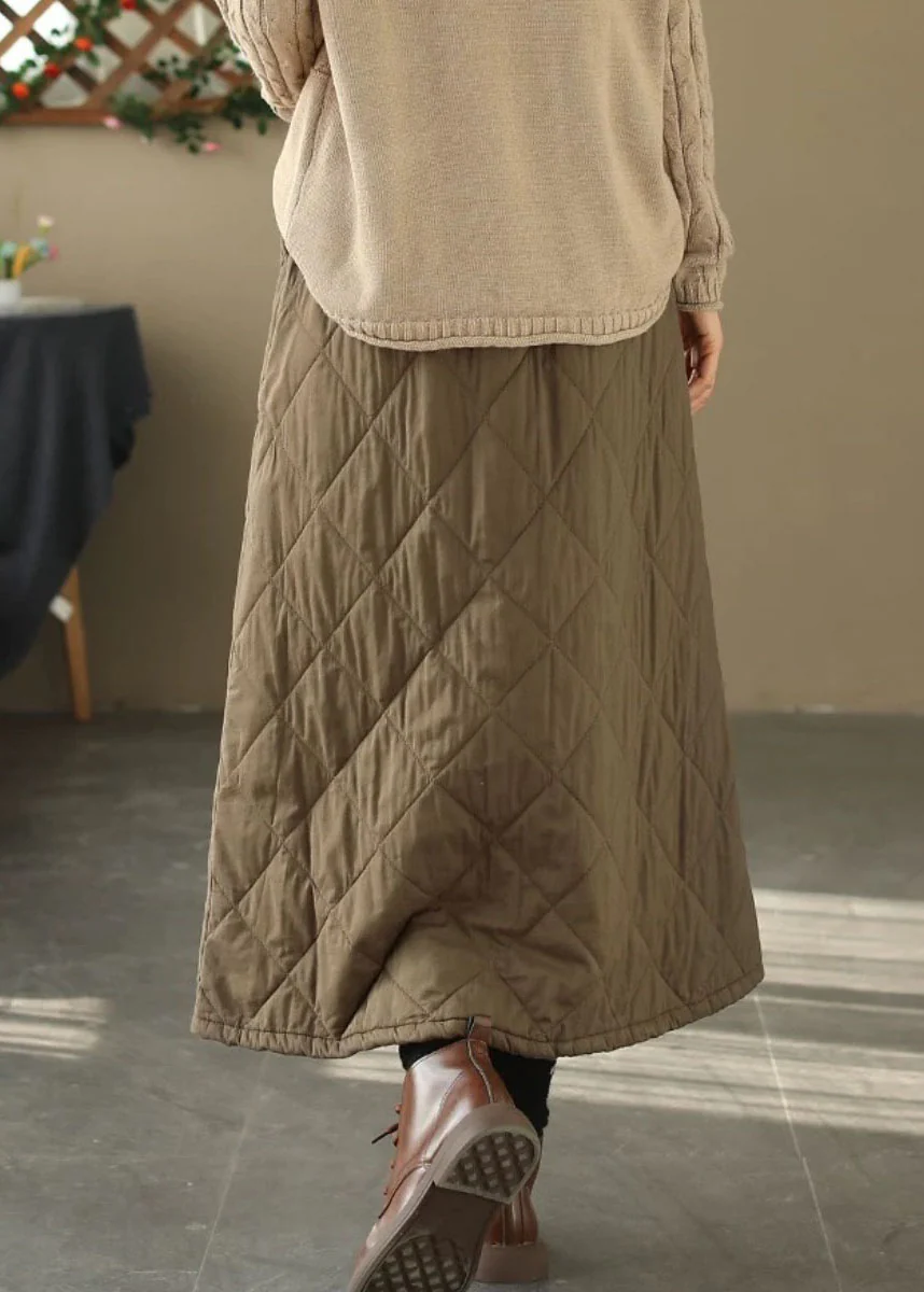 Women's Pocket Elastic Waist Cotton Padded Skirt Winter