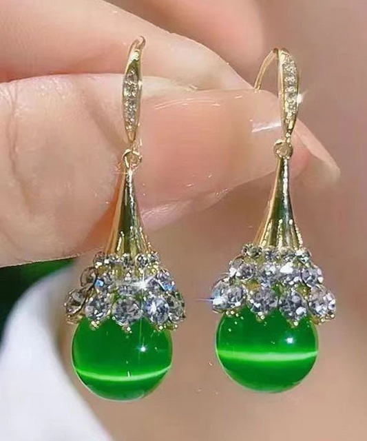 Chic Gold Zirconia Pearl Cat Eye Earrings
