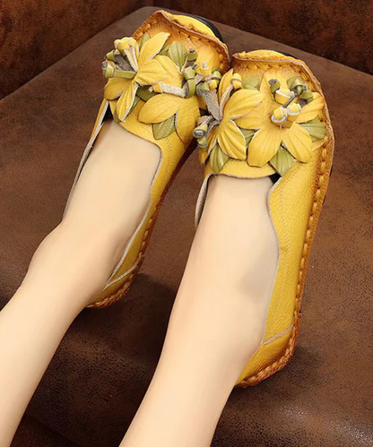 Bohemian Leather Floral Patchwork Flats