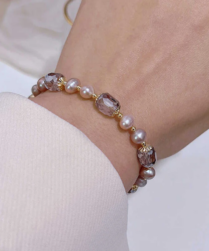 Women's Sterling Gold Sterling Silver Plated Pearl Charm Bracelet