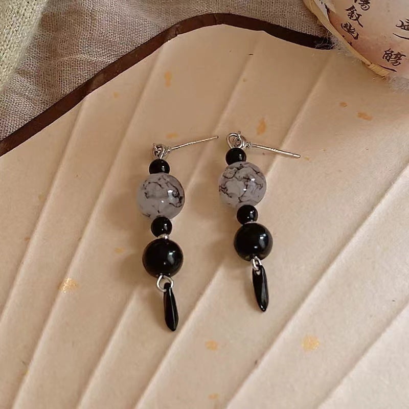 Chic Tassel Jade Long Earrings