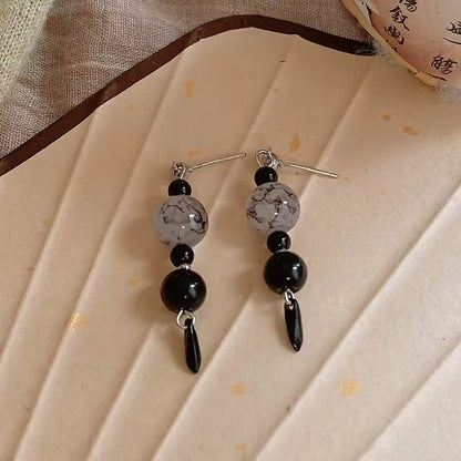 Chic Tassel Jade Long Earrings