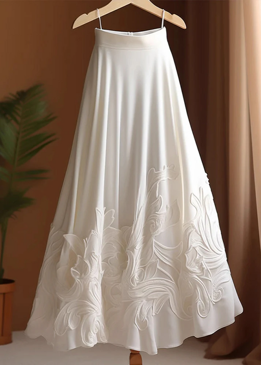 Elegant Applique High Waist Cotton Half Body Skirt