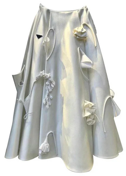 Women's Party Holiday Beach White Crinkle Flower Embellished Silk Halter Dress