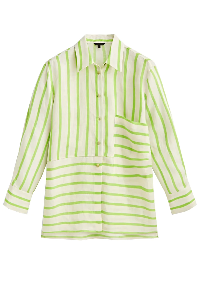 Simple Striped Button Down Low Height Design Shirt Top