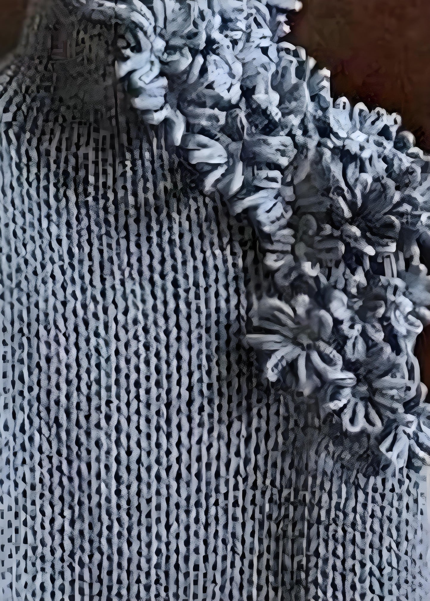 Italian Women's Gray Turtleneck Floral Vest