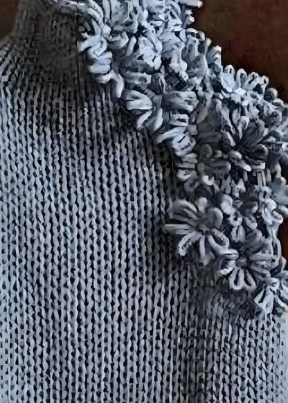 Italian Women's Gray Turtleneck Floral Vest