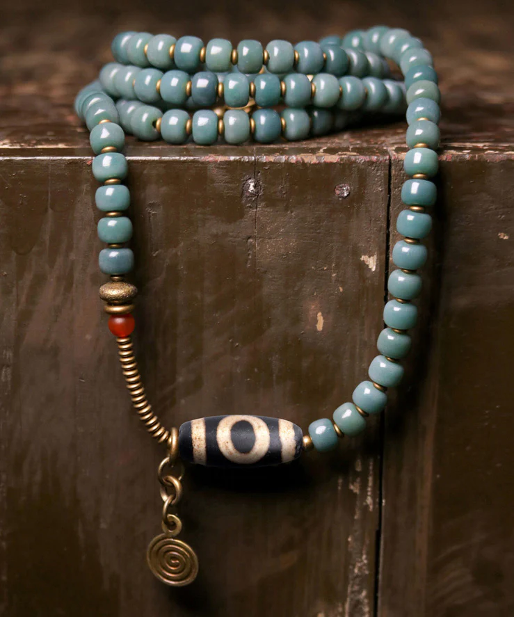 Women's Bodhi Beaded Tassel Charm Lucky Bracelet Necklace