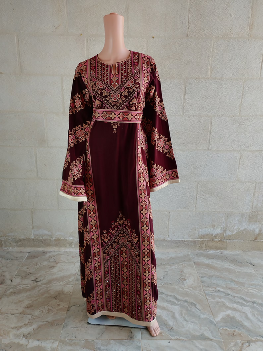 Plus Size Brown Embroidered Connection Dress