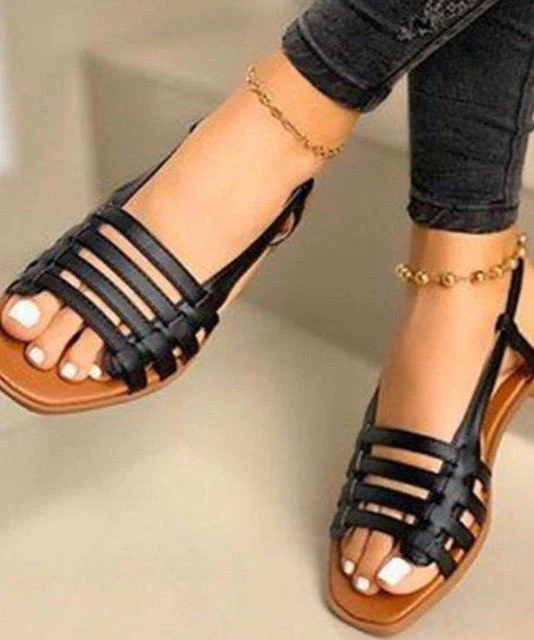 Patchwork Open Toe Hollow Out Hop Walking Beach Sandals