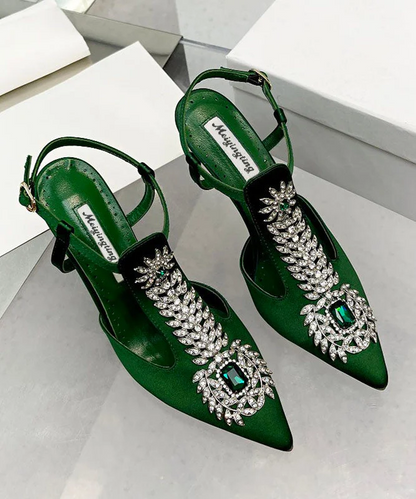 Fashion zirconia boutique splicing fine high heel sandals pointed openwork