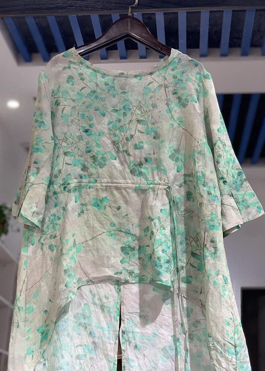 Women's Yellow Linen Long Shirt Low High Design Box Shirt