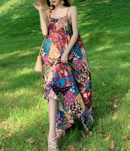 Bohemian Printed Beach Halter Dress