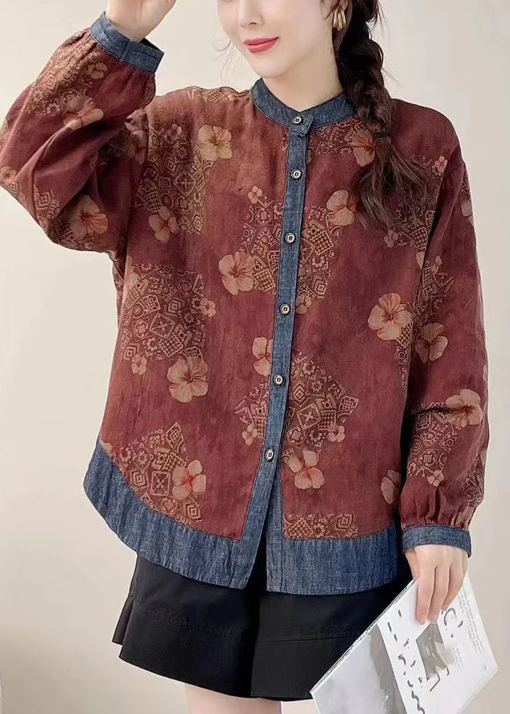 Loose Printed Patchwork Shirt