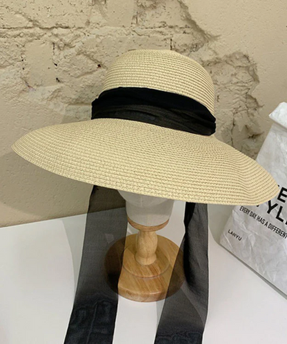 Versatile Large Brim Straw Strap Sun Hat