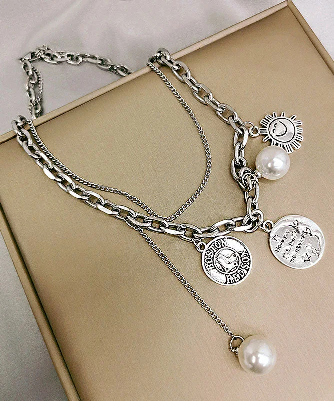 Fashion Gold Pearl Smiley Lasso Necklace