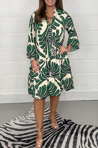 Women's Plus Size Floral Printed Printed Patchwork V-Neck Dresses Dresses