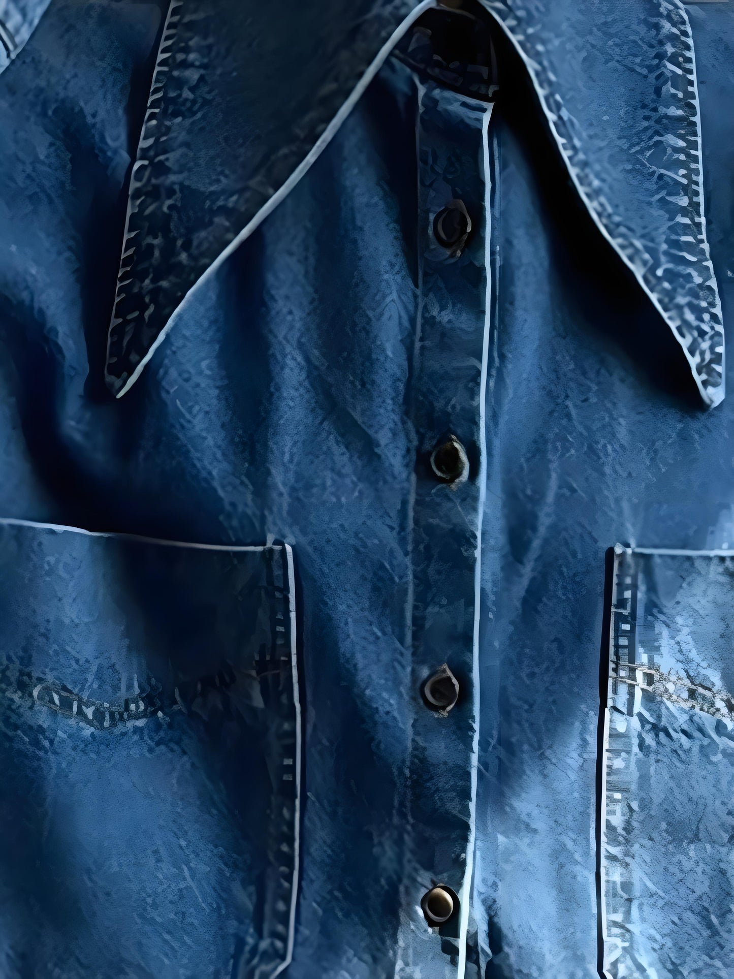 Women's Loose Peter Pan Collar Pocket Long Sleeve Denim Shirt Spring