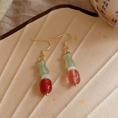 Chic Tassel Jade Long Earrings