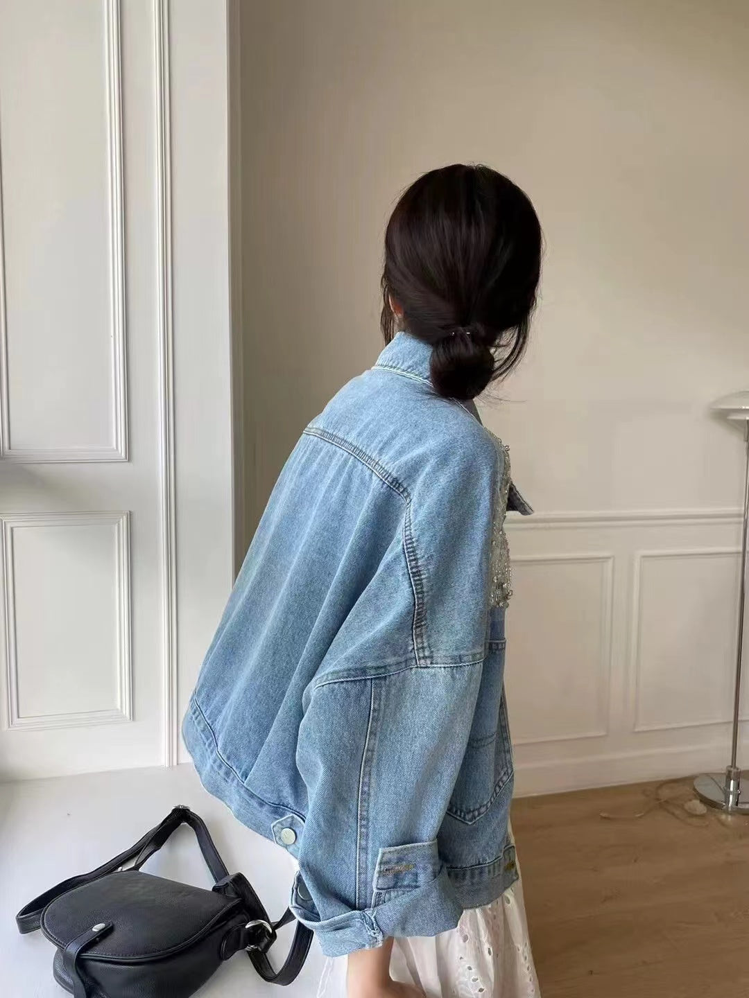 Casual Thin Mesh Spliced Denim Jacket Top