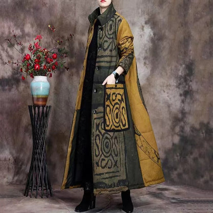 Printed Pocket Thickened Cotton Jacket