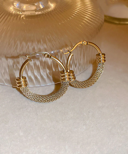 Golden Round Open Hole Earrings