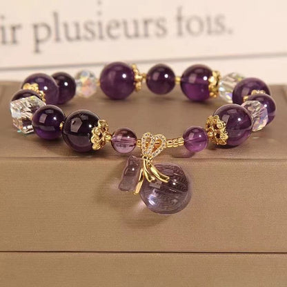 Women's Purple Crystal Necklace Symbolizes Calming Tension