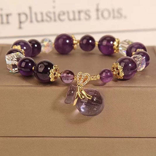 Women's Purple Crystal Necklace Symbolizes Calming Tension