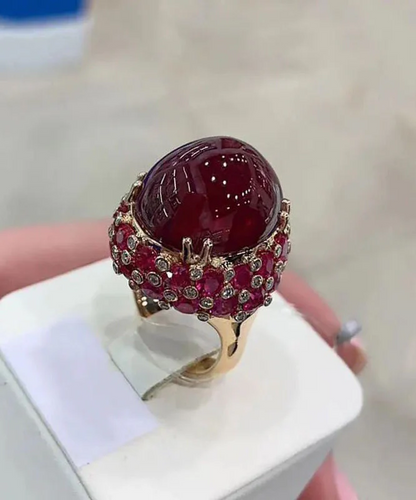 Women's Purple Gold Plated 14K Rose Gold Oval Setting Ring