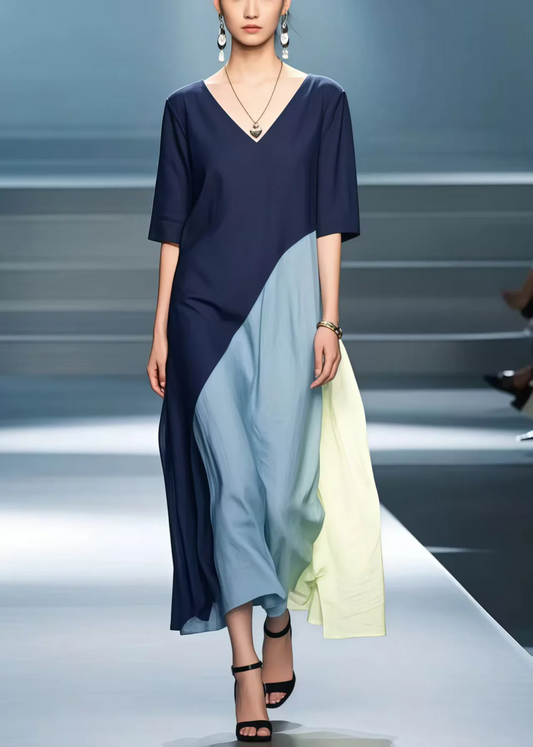 Women's Navy Blue Asymmetric Design Dress