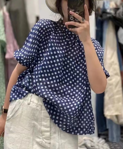 Women's Blue Dot Short Sleeve Shirt