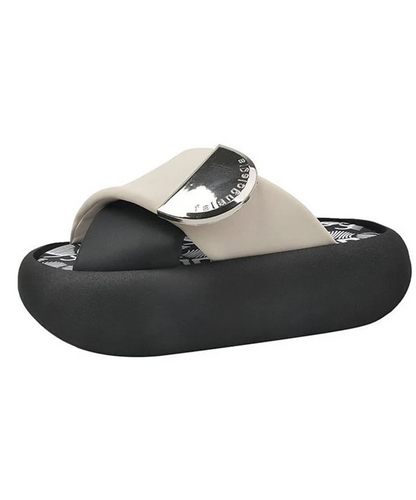 Thick Sole Imitation Leather Slippers