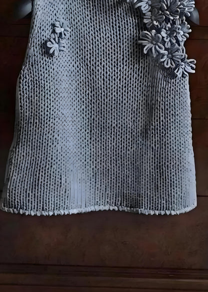 Italian Women's Gray Turtleneck Floral Vest