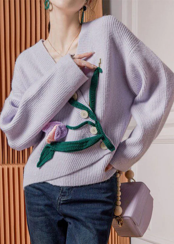 Loose Women's Asymmetric Button Knit Cardigan Winter